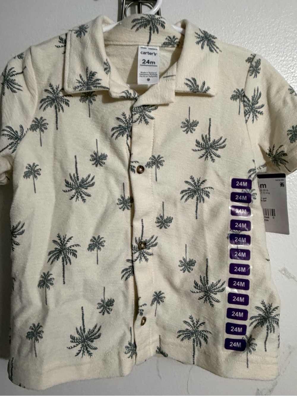 Carter's Cream Short-Sleeve Palm Print Button-Up Shirt